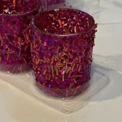 Pink Glitter Votive Candles