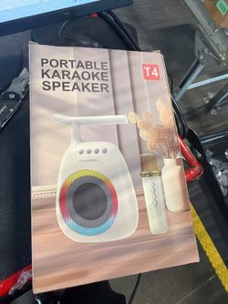 Karaoke Machine For Kids Adults Portable Bluetooth Speaker With 2 Wireless Microphones LED Lights Artistic Design 8-Hour Battery Support Family&Party 