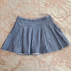 SO Blue Denim High Rise Pleated Mini Skirt 90s Y2K Retro Size Juniors 13