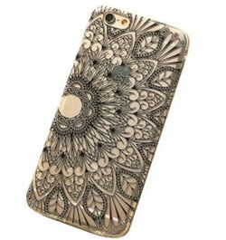Henna Black Floral Flower Plastic Case Cover Skin for Apple iPhone 6S 4.7