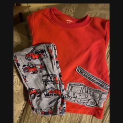 New Fleece  Fire Engine Pajama Set Size 4t