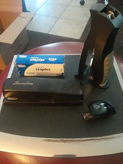 2 STAPLERS, BOX of STAPLES & PULLER