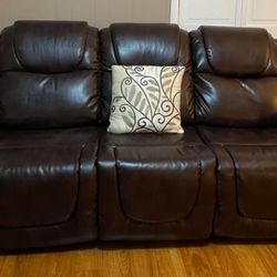 Sofa Living Room Set - Espresso Faux Leather Reclining
