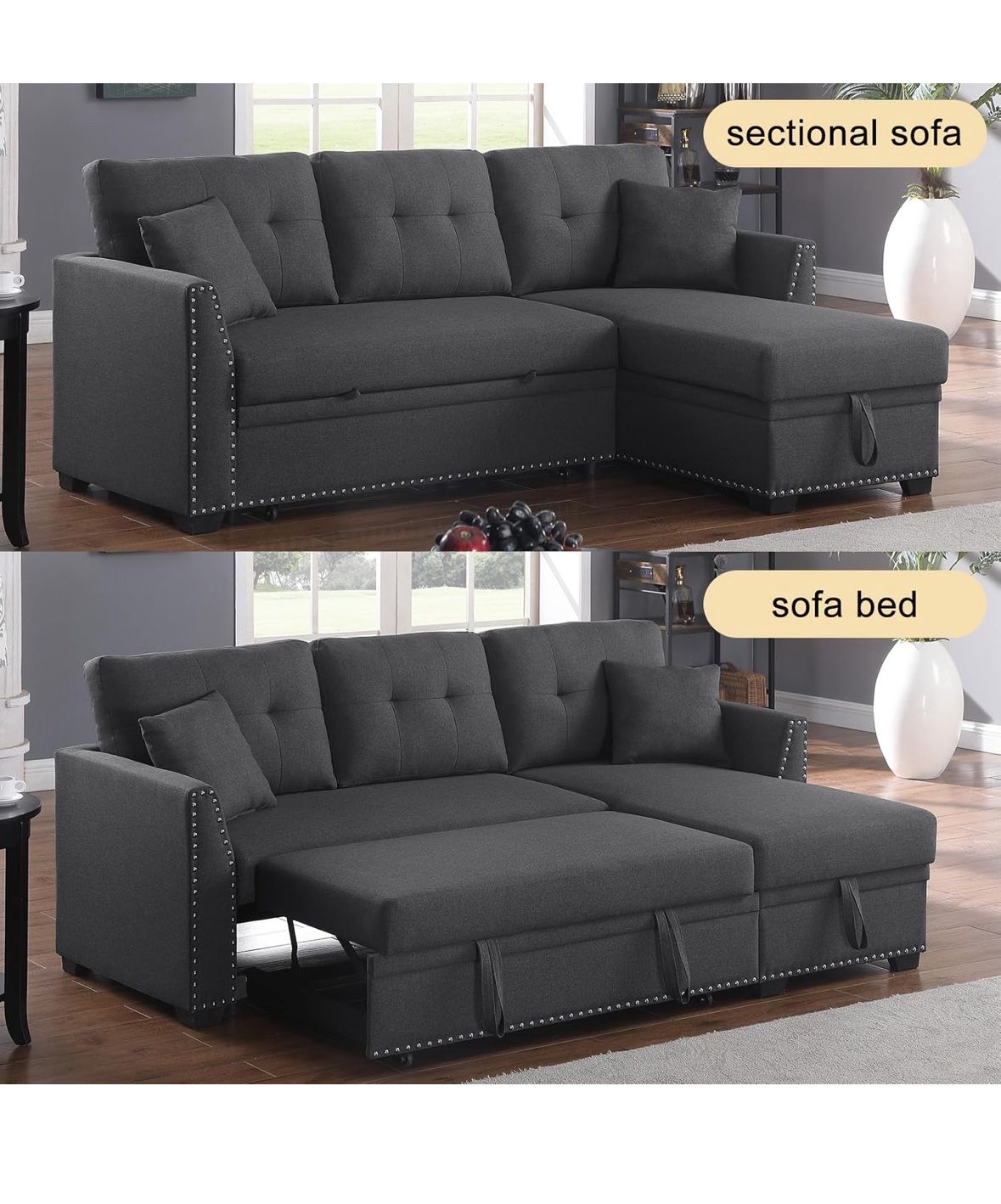 Like brand New- Moving Need To Sell Grey Sofa Bed Sectional