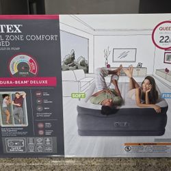 BRAND NEW NEVER BEEN OPEN BOX. Intex queeen 22inch air mattress with dual zone technology 