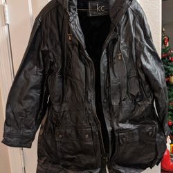 3XL hooded insulated genuine leather jacket