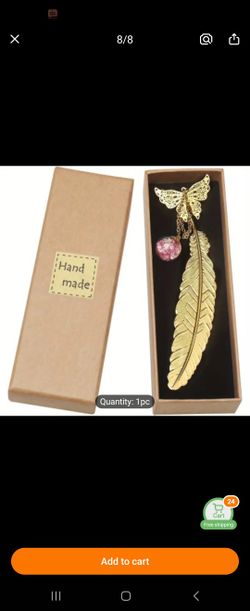 Gorgeous  Goldtone Feaather, Butterfly  And Pink Bauble Bookmark 