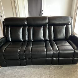 Reclining Sofa, 3 Seater With Cup holders And Chargers. 