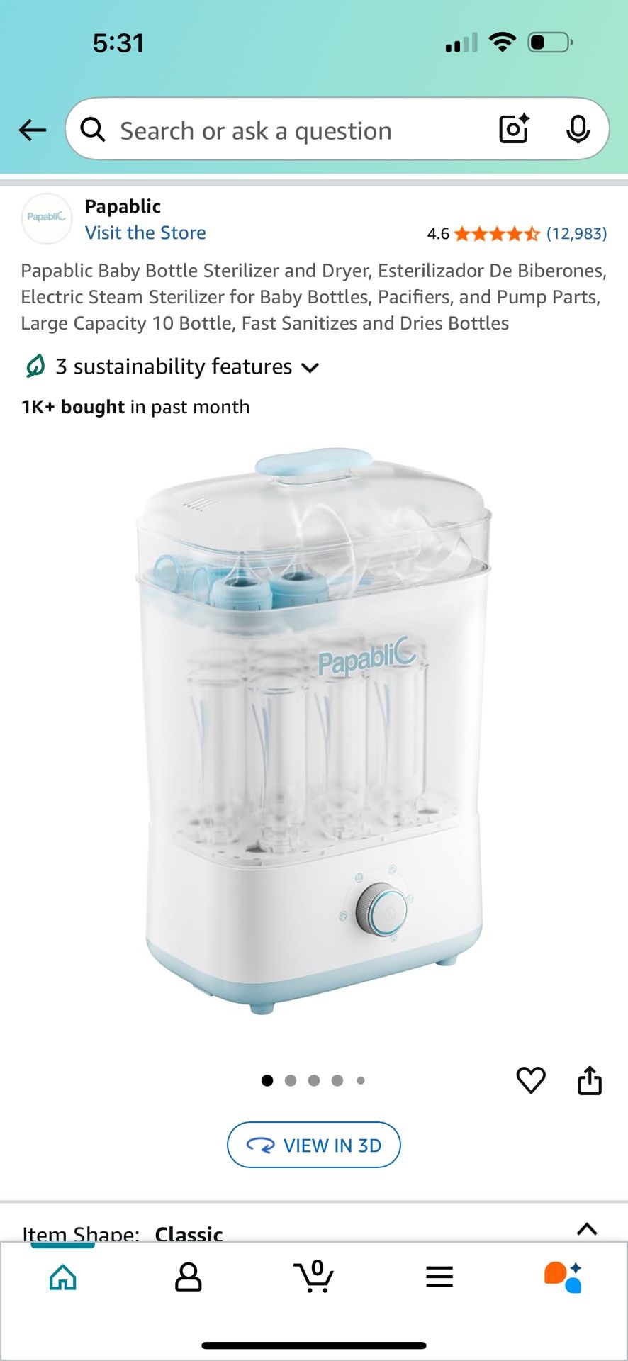 Papablic Baby Bottle Sterilizer And Dryer