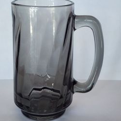 1 -Vintage MCM LIBBEY Optic Swirl Smoke Beer Mug Heavy 6 inches tall