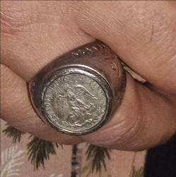 #2 Mexican Peso Ring - Sterling Silver w/ Dark Natural Patina