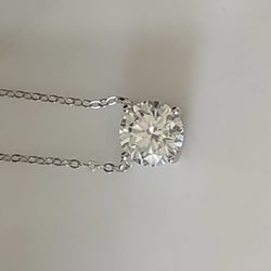 Two carrot solitaire Diamond Moissanite pendant necklace