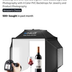 PULUZ Light Box & Soft Box, 16"x16" Professional Shooting Tent with 480 LED Lights Photo Studio Light Box Photography with 4 Color PVC Backdro