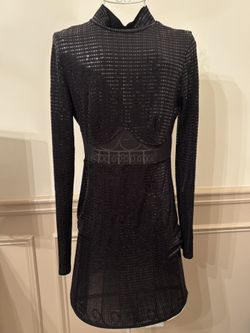 Fashion Nova Black Long Sleeve Sequins Dress