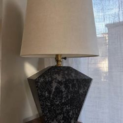 Vintage Postmodern Ceramic Table Lamp – Black Speckled Glaze