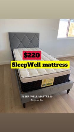 Twin size bed frame with pillow top mattress included