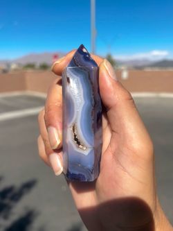 Blue Flower Agate Crystal Tower w/druzy