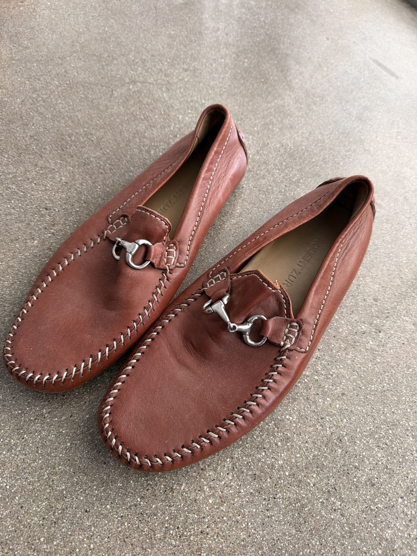 Robert Zur Handsewn Leather Driving Loafers 10.5
