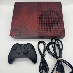 Xbox One S 2TB Model 1681 Red Gears of War 4 Edition Bundle - Tested & Reset