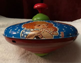 Vintage Collectible Tin Litho Raggedy Ann and Andy Spinning Top