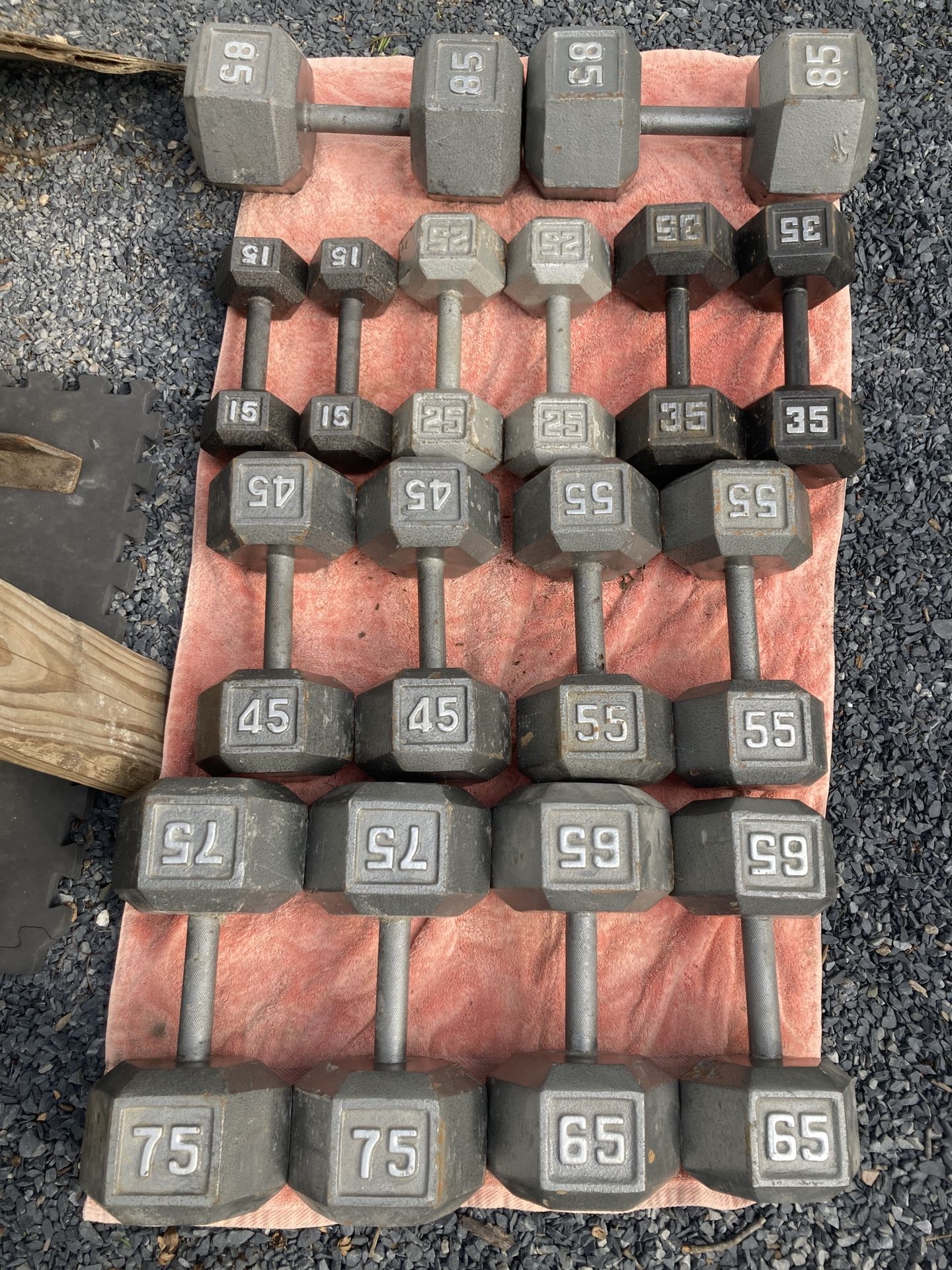 Steel Hex 15-85 Complete Set Of 8 Pairs Of Dumbbells