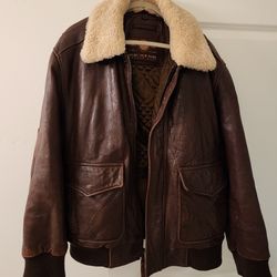 LEATHER BOMBER JACKET LARGE ANDREW MARC BRAND 