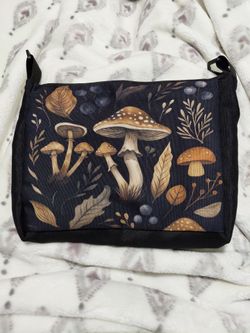 CUTE Black and Brown Medium size Shoulder/Hand Bag With Mushroom Designs on both side
