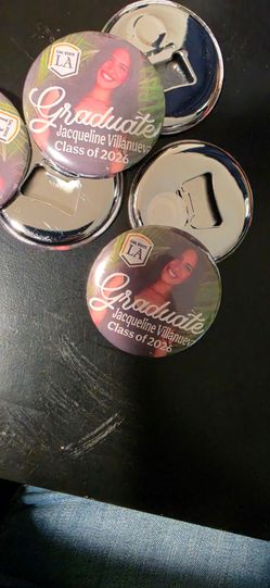 2 1/4 inch: Custom buttons, mirrors, and magnet/bottle openers