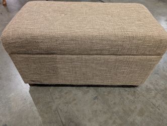 Tufted Upholstered Storage Ottoman - Beige Textured Fabric