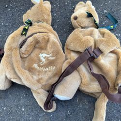 Kangaroo Backpack Plush with Australia Embroidery Souvenir Set Of 2!