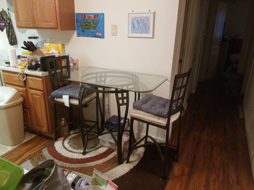 Glass Table And 2 Chairs