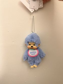 Monchhichi Colors Mascot Plush Keychain Pastel Blue 