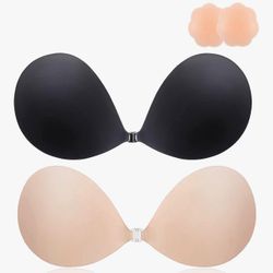2026 Push Up Sticky Bra 2 Pack Reusable Invisible Strapless Backless B