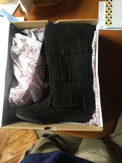 Ladies Black Fringe Boots