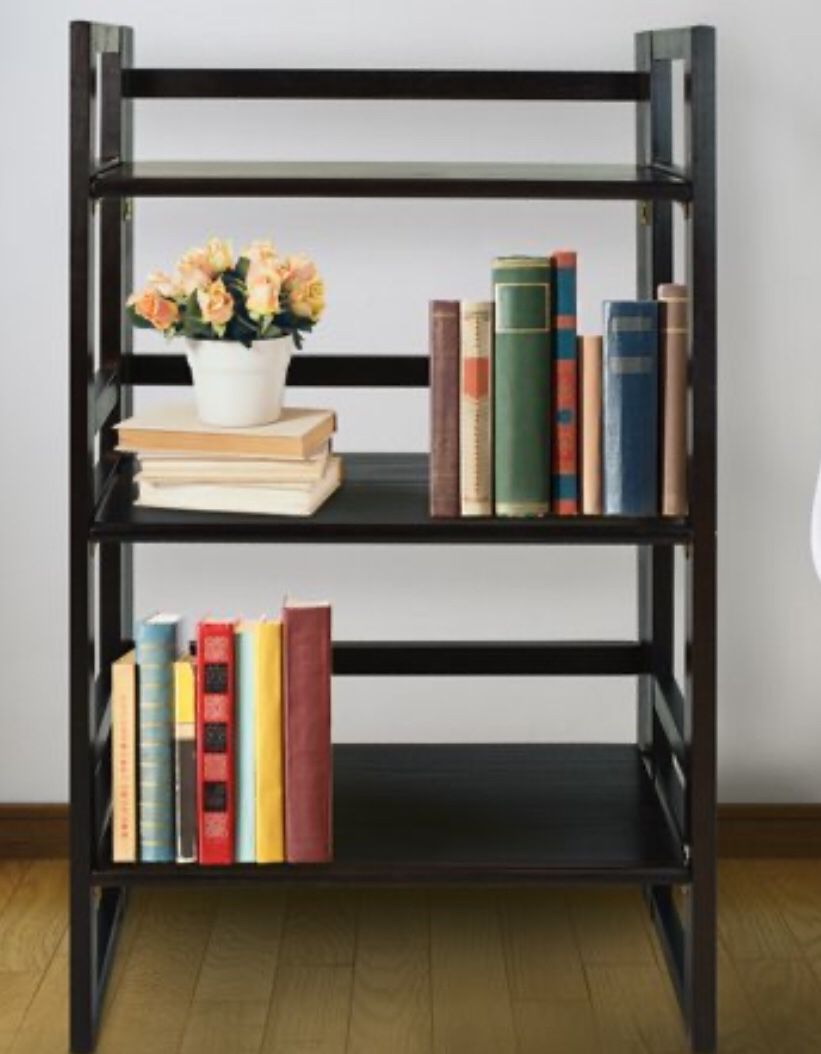 New!! Bookcase, bookshelves, organizer, storage unit , shelving display, living room furniture, folding bookcase, espresso