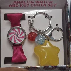 Analog Watch  & Keychain Set