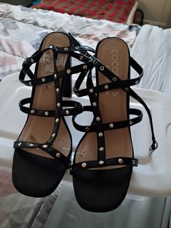 Coconuts Black Studded Strappy Heeled Sandals