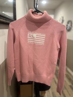 Ralph Lauren polo jeans pink turtleneck sweater vintage cult item collectors button side detail preppy y2k chic Size Large