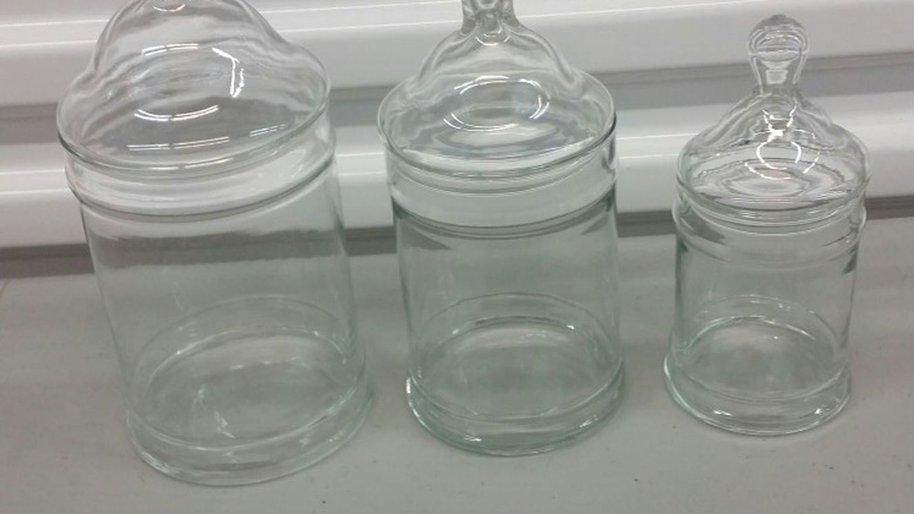 Set of 3 Apothecary Jars w/ Lids