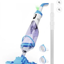Cordless Pool Vacuum for Above Ground Pool, 11.4" Wider Vacuum Head for Efficiency Cleaning, Handheld Pool Cleaner, 60" Telescopic Pole, 1H Run Time, 