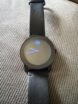 Movado Bold Watch Black Leather Strap
