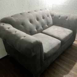 2 Silver Pin Tuck Loveseats 