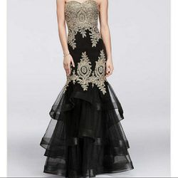 Black and Gold Mermaid style Formal Dress
