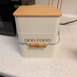 Stylish Dog Food Storage Bin - Metal Container with Bamboo Lid