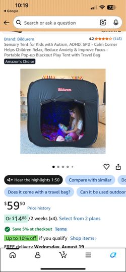 Bildurem Sensory Pop-Up Blackout Play Tent