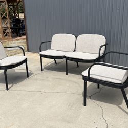 Outdoor 3-Piece Patio Set - Black Frame+Beige Cushion - New In The Box