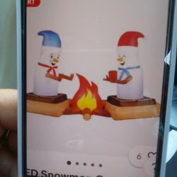 7"Snowmen Campfire S'mores Xmas Inflatable Outdoor Yardholiday Decorations 