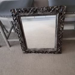 Antique  Mirror  Silver Ornate Frame