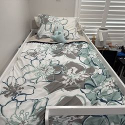 Two identical twin loft bed frame (white, wooden)