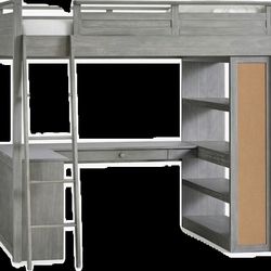 ​Pottery Barn Teen Sleep & Study Full Loft Bed - Gray Wood (Like New) - Already Disassembled